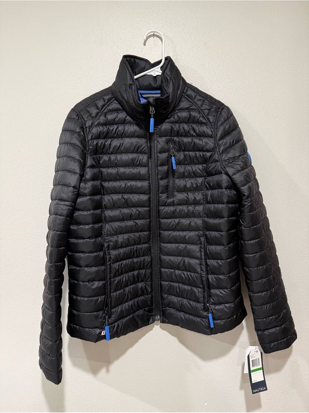 Nautica Women’s Lightweight Puffer Jacket Water Resistant Black NWT Size Large